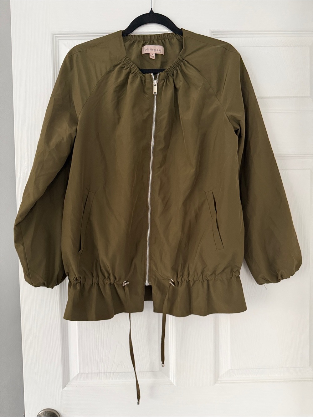 Philosophy Olive Green Lightweight Drawstring Hem Bomber Jacket